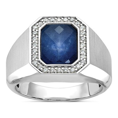 Men's 14K White Gold Sapphire Doublet Ring Mounting