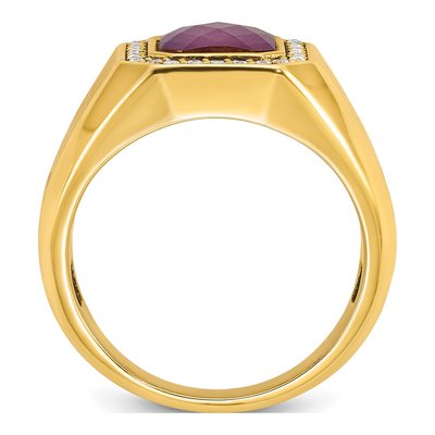 Men's 14K Yellow Gold 1/4 ct tw Ruby Diamond Ring – view 2