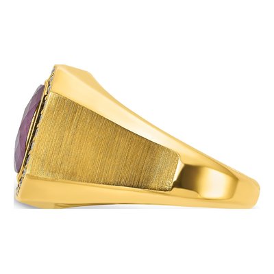 Men's 14K Yellow Gold 1/4 ct tw Ruby Diamond Ring – view 3