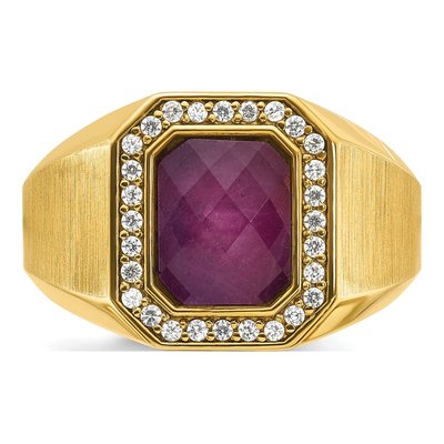 Men's 14K Yellow Gold 1/4 ct tw Ruby Diamond Ring – view 4