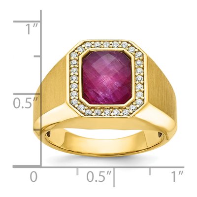 Men's 14K Yellow Gold 1/4 ct tw Ruby Diamond Ring – view 8