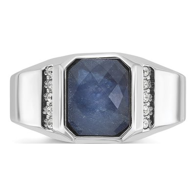 Men's 14K White Gold Sapphire Doublet Ring Mounting – view 6