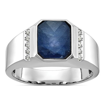 Men's 14K White Gold Sapphire Doublet Ring Mounting