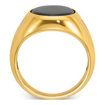 Men's 10K Yellow Gold 1/10 ct tw Onyx & Diamond Oval Ring – view 2