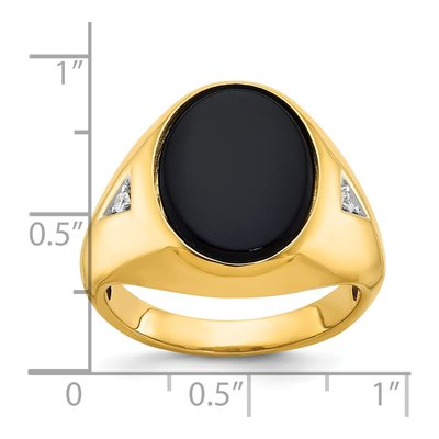Men's 10K Yellow Gold 1/10 ct tw Onyx & Diamond Oval Ring – view 3