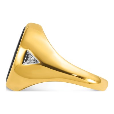 Men's 10K Yellow Gold 1/10 ct tw Onyx & Diamond Oval Ring – view 5