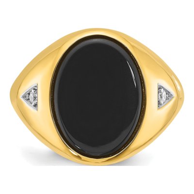 Men's 10K Yellow Gold 1/10 ct tw Onyx & Diamond Oval Ring – view 6
