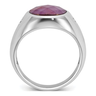 Men's 14K White Gold Ruby Doublet Diamond Ring Mounting – view 2