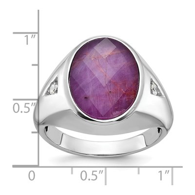 Men's 14K White Gold Ruby Doublet Diamond Ring Mounting – view 3