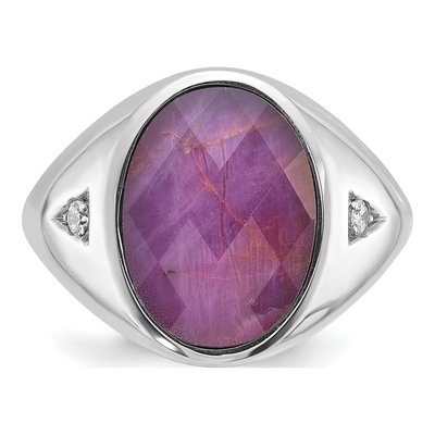 Men's 14K White Gold Ruby Doublet Diamond Ring Mounting – view 6