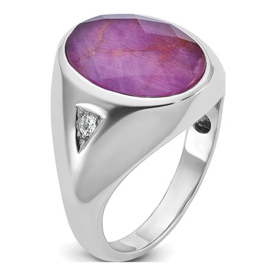 Men's 14K White Gold Ruby Doublet Diamond Ring Mounting – view 8