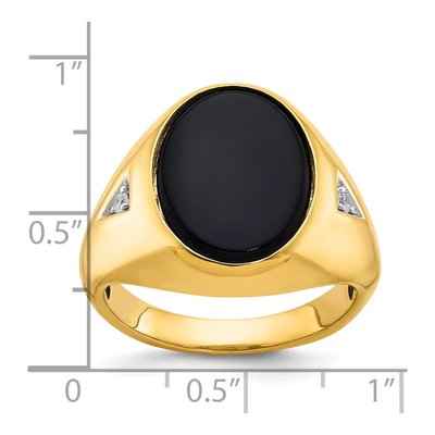 Men's 14K Yellow Gold 1/15 ct tw Onyx & Diamond Oval Ring – view 4