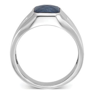Men's 10K White Gold Sapphire Doublet Ring Mounting – view 2