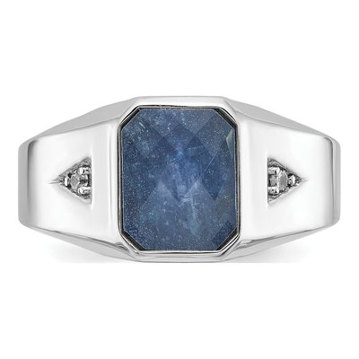 Men's 10K White Gold Sapphire Doublet Ring Mounting – view 6