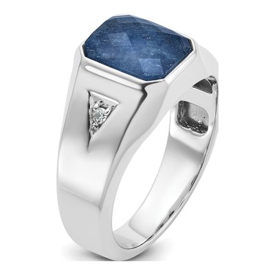 Men's 10K White Gold Sapphire Doublet Ring Mounting – view 8