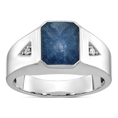 Men's 10K White Gold Sapphire Doublet Ring Mounting