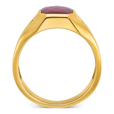 Men's 10K Yellow Gold Ruby Doublet Diamond Ring Mounting – view 2