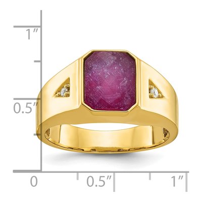 Men's 10K Yellow Gold Ruby Doublet Diamond Ring Mounting – view 3