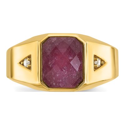Men's 10K Yellow Gold Ruby Doublet Diamond Ring Mounting – view 6