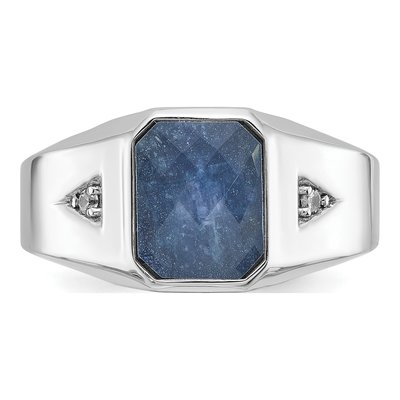 Men's 14K White Gold Sapphire Doublet Diamond Ring Mounting – view 6