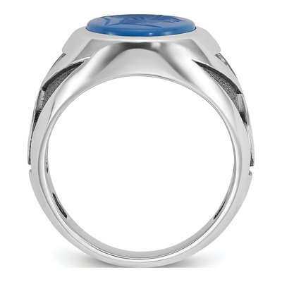 Men's 14K White Gold Oval Blue Agate Ring Mounting – view 2