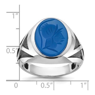 Men's 14K White Gold Oval Blue Agate Ring Mounting – view 3