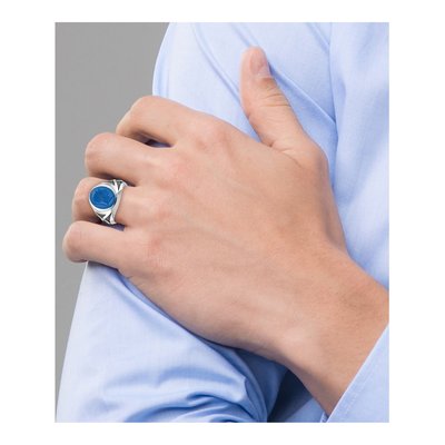 Men's 14K White Gold Oval Blue Agate Ring Mounting – view 4
