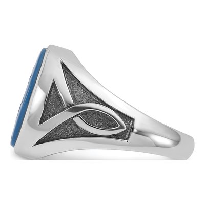 Men's 14K White Gold Oval Blue Agate Ring Mounting – view 5