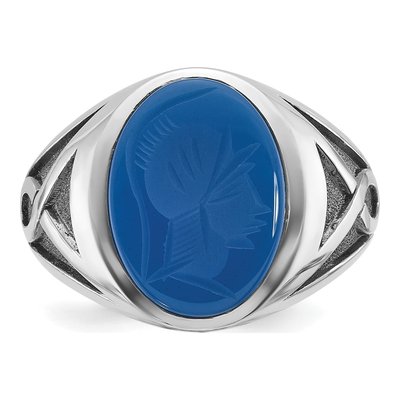Men's 14K White Gold Oval Blue Agate Ring Mounting – view 6