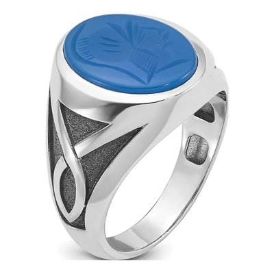 Men's 14K White Gold Oval Blue Agate Ring Mounting – view 8
