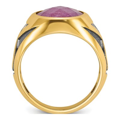 Men's 14K Yellow Gold Ruby Doublet Ring Mounting – view 2