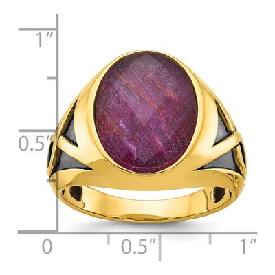 Men's 14K Yellow Gold Ruby Doublet Ring Mounting – view 3