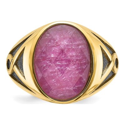 Men's 14K Yellow Gold Ruby Doublet Ring Mounting – view 6