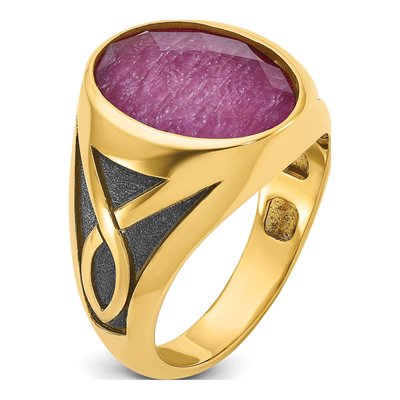 Men's 14K Yellow Gold Ruby Doublet Ring Mounting – view 8