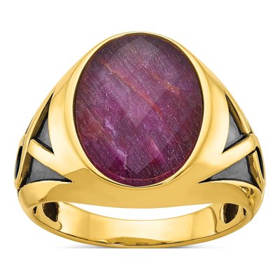 Men's 14K Yellow Gold Ruby Doublet Ring Mounting