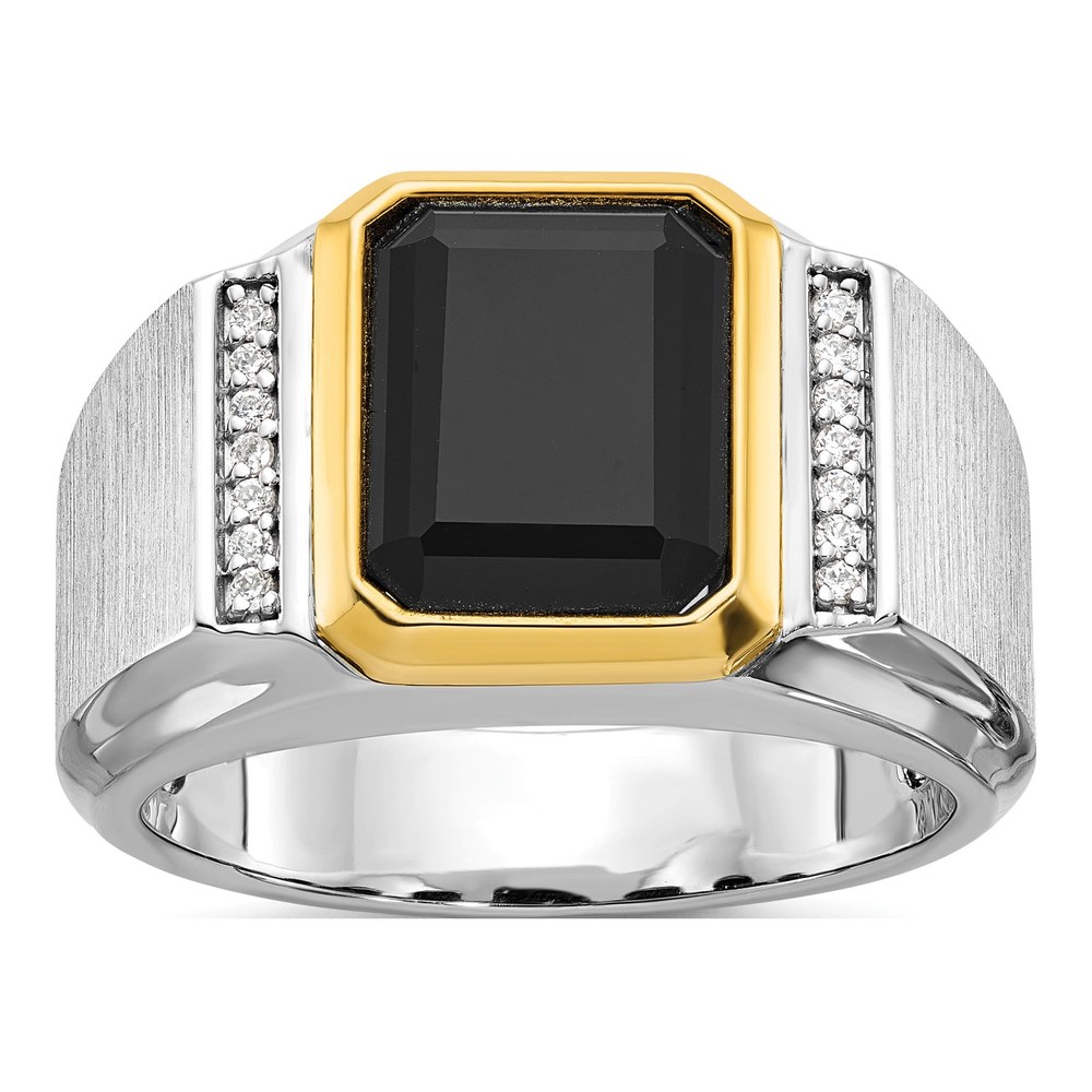 Men's 10K Two-Tone Gold Onyx Diamond Ring Mounting