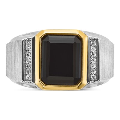 Men's 14K Two-Tone Gold Onyx Diamond Ring Mounting – view 6
