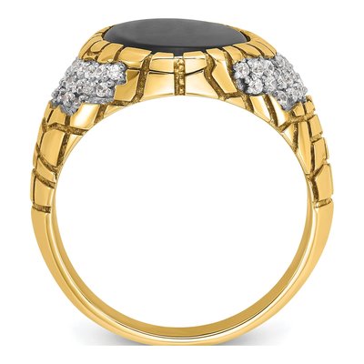 Men's 14K Yellow Gold Onyx Diamond Ring Mounting – view 2
