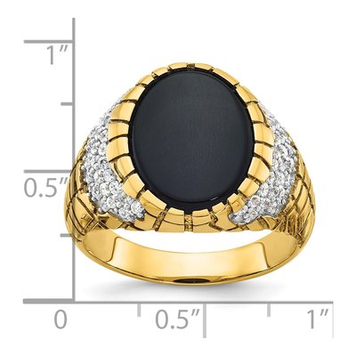 Men's 14K Yellow Gold Onyx Diamond Ring Mounting – view 3