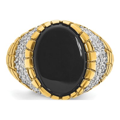 Men's 14K Yellow Gold Onyx Diamond Ring Mounting – view 6