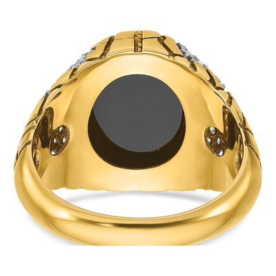 Men's 14K Yellow Gold Onyx Diamond Ring Mounting – view 7