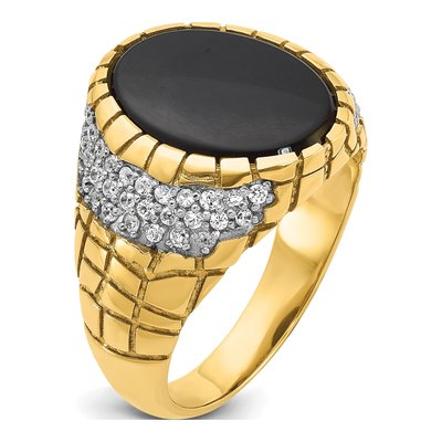 Men's 14K Yellow Gold Onyx Diamond Ring Mounting – view 8