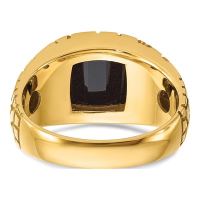 Men's 10K Yellow Gold Onyx Diamond Nugget Ring Mounting – view 7