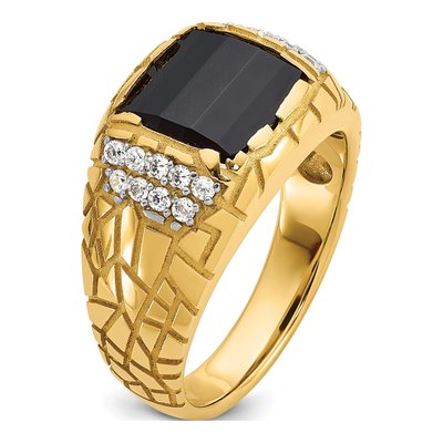 Men's 10K Yellow Gold Onyx Diamond Nugget Ring Mounting – view 8