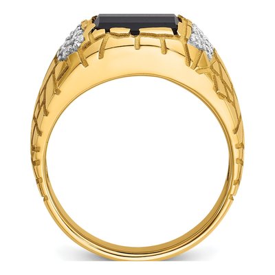 Men's 14K Yellow Gold Onyx Diamond Ring Mounting – view 2