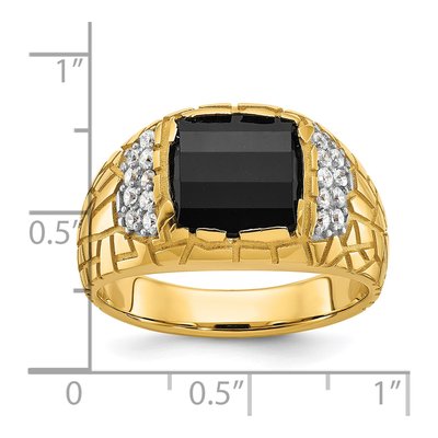 Men's 14K Yellow Gold Onyx Diamond Ring Mounting – view 3
