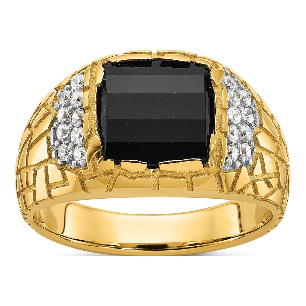 IBGoodman 14K Yellow Gold Men's Onyx & Diamond Ring