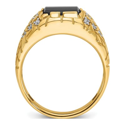 Men's 14K Yellow Gold Onyx Diamond Nugget Ring Mounting – view 2