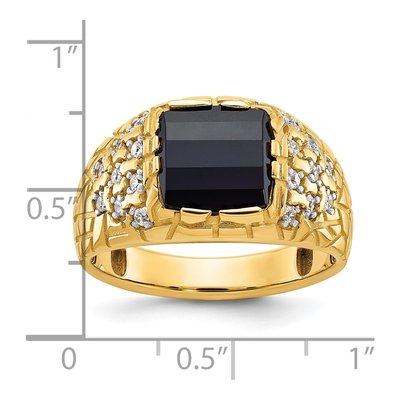 Men's 14K Yellow Gold Onyx Diamond Nugget Ring Mounting – view 3