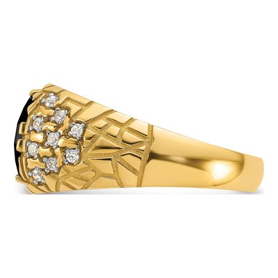 Men's 14K Yellow Gold Onyx Diamond Nugget Ring Mounting – view 5